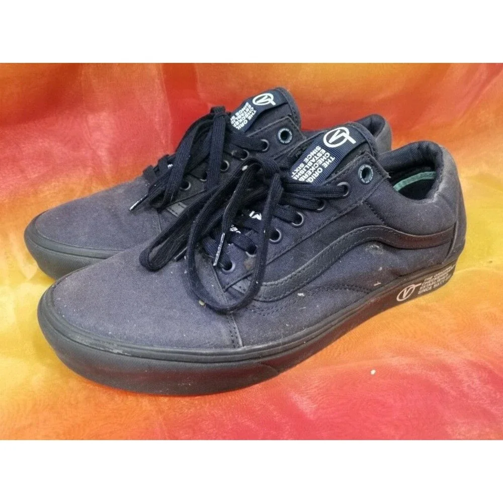 Men's RARE VANS with Print Old Skool Navy Blue Canvas Sneakers Size 12